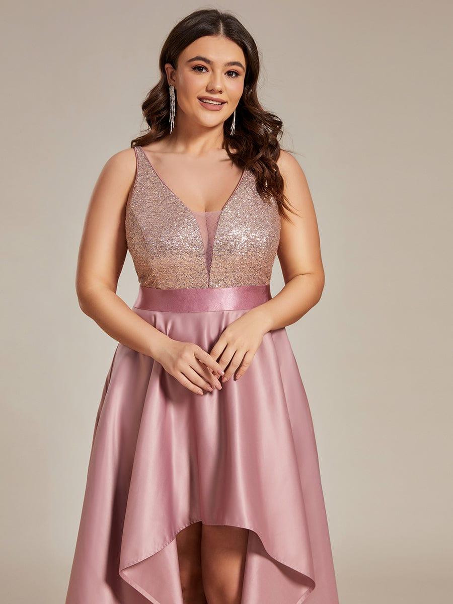 Deluxe Hi-Lo Sleeveless Sequin Plus Size Dresses
