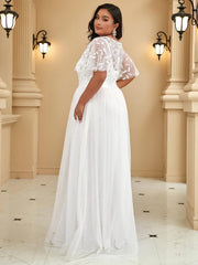 Romantic Plus Size Sequin A-Line Formal Evening Dresses with Sash