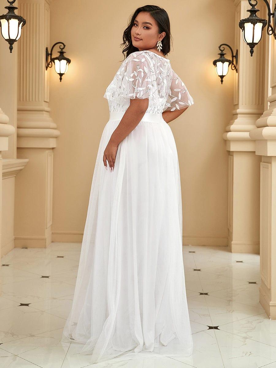 Romantic Plus Size Sequin A-Line Formal Evening Dresses with Sash