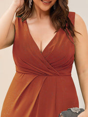 Gorgeous Plus Size V-Neck Formal Evening Dress with Slit
