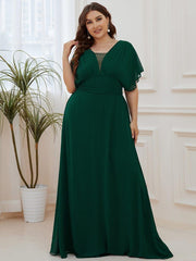 Stunning Plus Size Empire A-Line Chiffon Formal Maxi Evening Dress