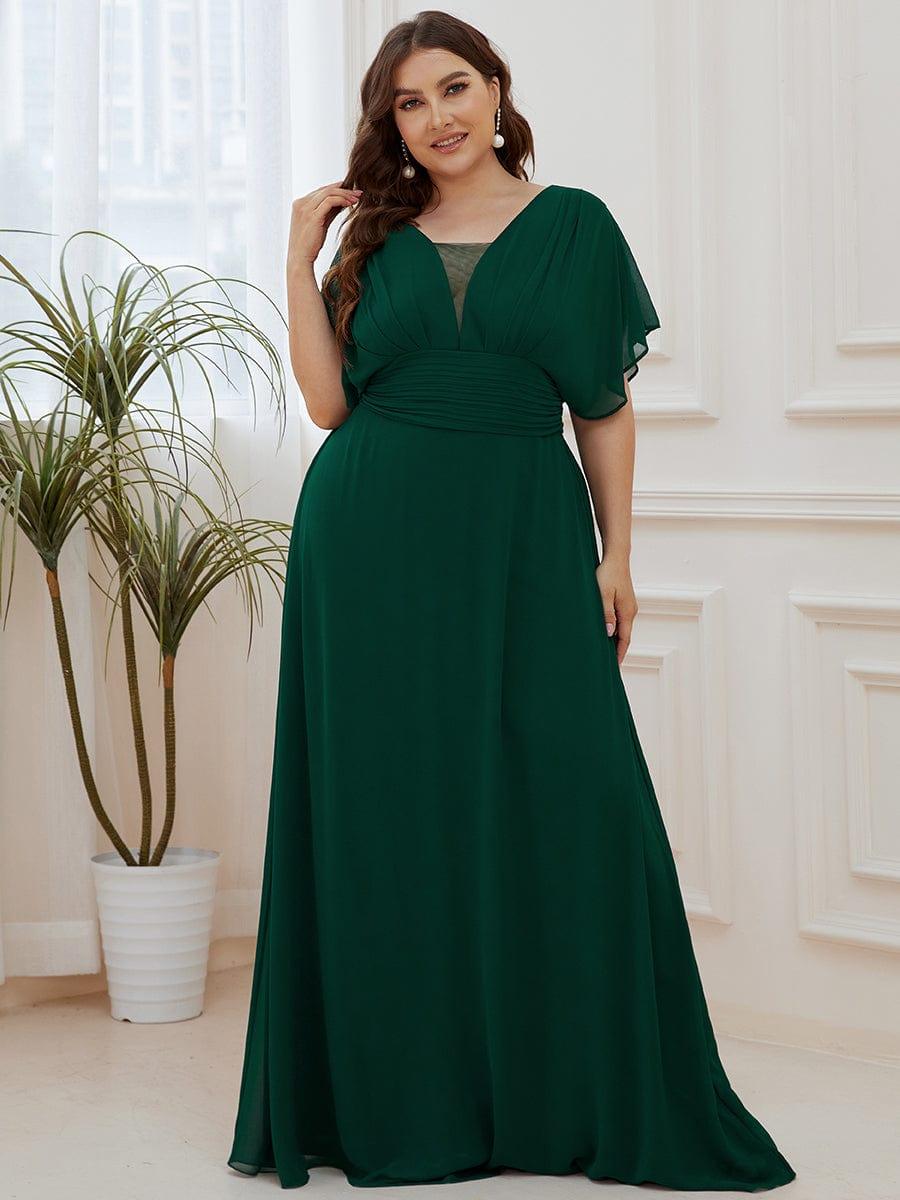 Stunning Plus Size Empire A-Line Chiffon Formal Maxi Evening Dress