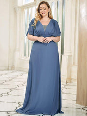 Stunning Plus Size Empire A-Line Chiffon Formal Maxi Evening Dress
