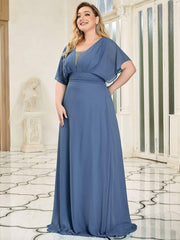 Stunning Plus Size Empire A-Line Chiffon Formal Maxi Evening Dress