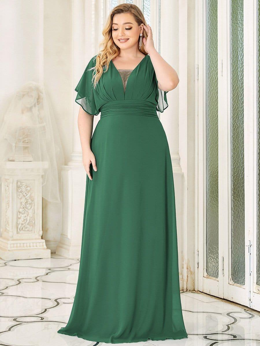 Stunning Plus Size Empire A-Line Chiffon Formal Maxi Evening Dress