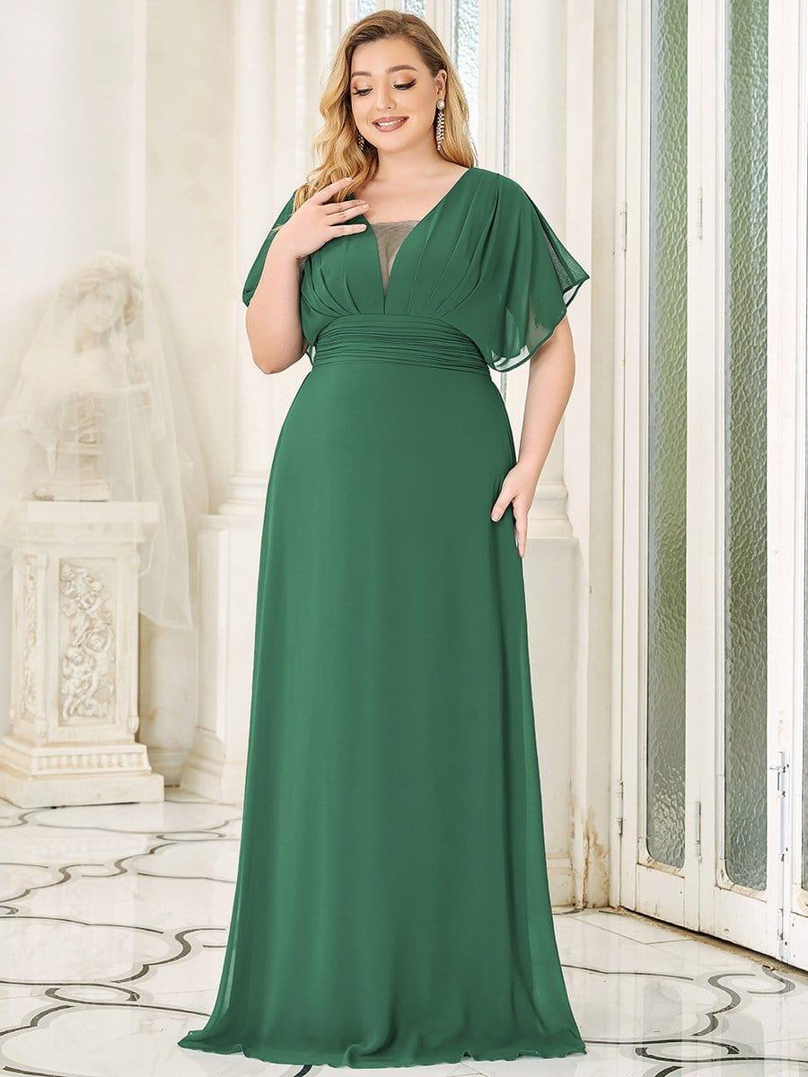 Stunning Plus Size Empire A-Line Chiffon Formal Maxi Evening Dress