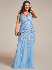 Graceful Plus Size Maxi Mermaid Sequin Formal Dresses & Gowns with Open Back