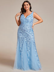Graceful Plus Size Maxi Mermaid Sequin Formal Dresses & Gowns with Open Back