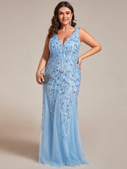 Graceful Plus Size Maxi Mermaid Sequin Formal Dresses & Gowns with Open Back