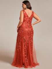 Graceful Plus Size Maxi Mermaid Sequin Formal Dresses & Gowns with Open Back