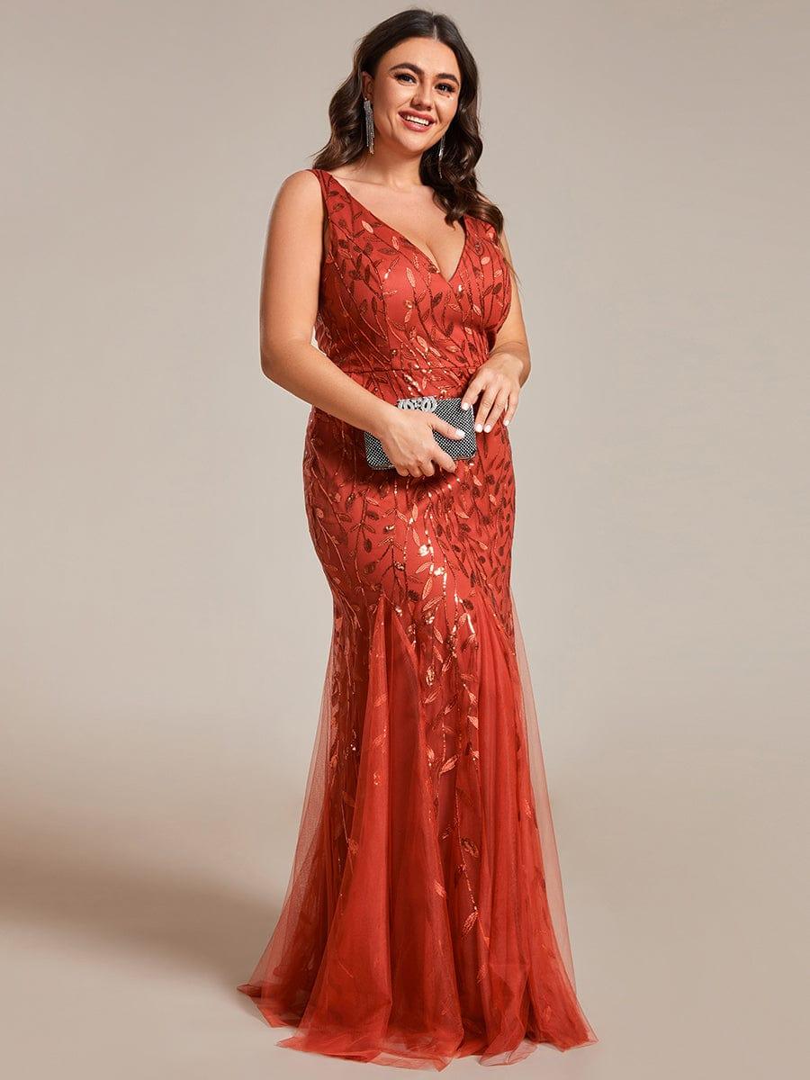 Graceful Plus Size Maxi Mermaid Sequin Formal Dresses & Gowns with Open Back