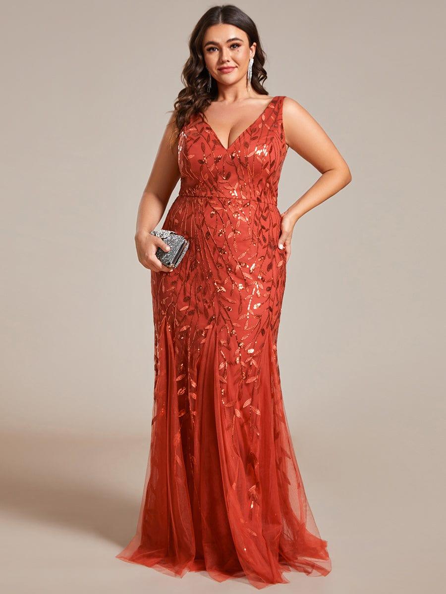 Graceful Plus Size Maxi Mermaid Sequin Formal Dresses & Gowns with Open Back