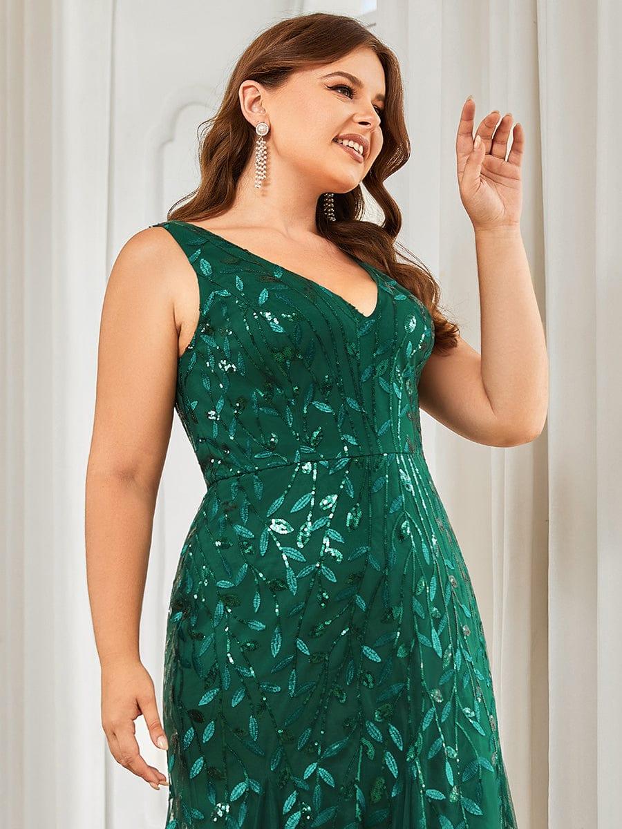 Graceful Plus Size Maxi Mermaid Sequin Formal Dresses & Gowns with Open Back