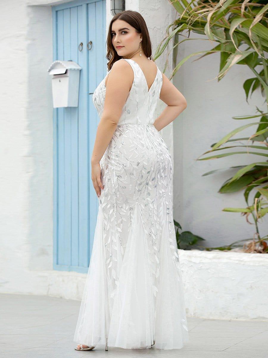 Graceful Plus Size Maxi Mermaid Sequin Formal Dresses & Gowns with Open Back