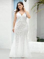 Graceful Plus Size Maxi Mermaid Sequin Formal Dresses & Gowns with Open Back