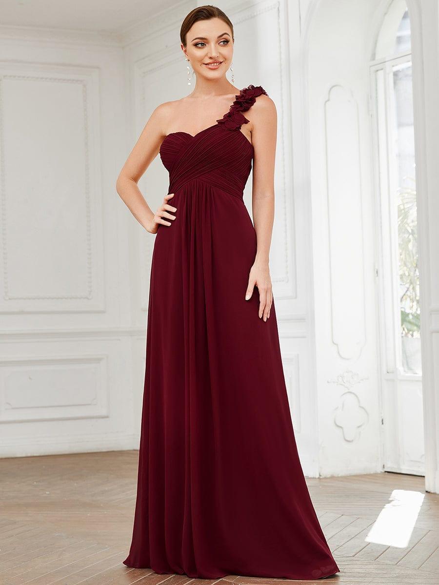 Glamorous Sweethart Pleated One-Shoulder Chiffon Bridesmaid Dress