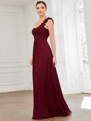 Glamorous Sweethart Pleated One-Shoulder Chiffon Bridesmaid Dress