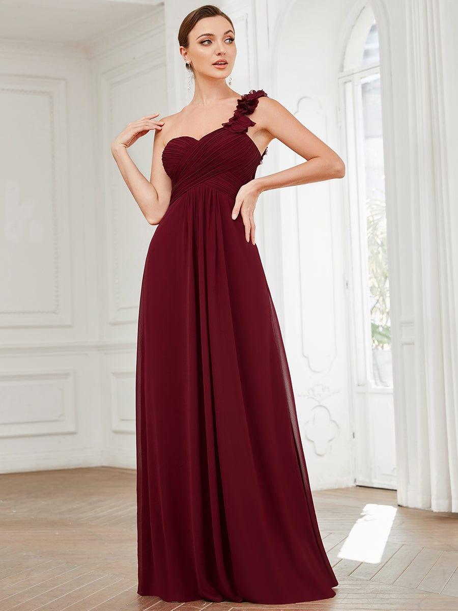 Glamorous Sweethart Pleated One-Shoulder Chiffon Bridesmaid Dress
