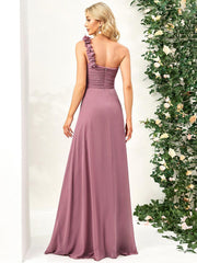 Lovely Chiffon One-Shoulder Maxi A-Line Bridesmaid Dresses