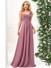 Lovely Chiffon One-Shoulder Maxi A-Line Bridesmaid Dresses