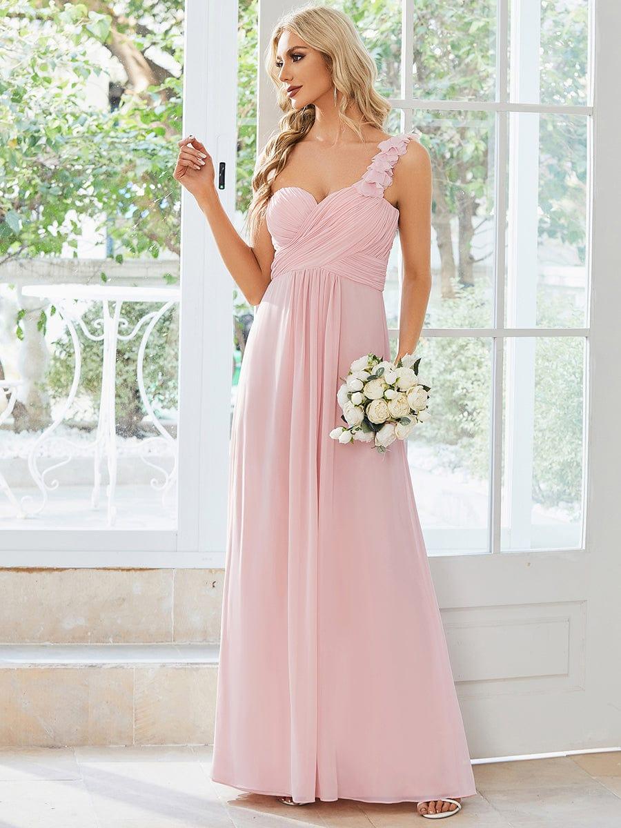 Glamorous Sweethart Pleated One-Shoulder Chiffon Bridesmaid Dress