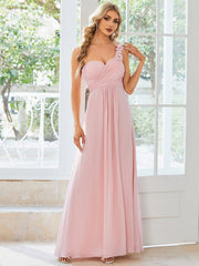 Glamorous Sweethart Pleated One-Shoulder Chiffon Bridesmaid Dress
