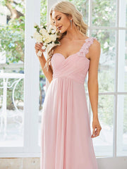 Glamorous Sweethart Pleated One-Shoulder Chiffon Bridesmaid Dress