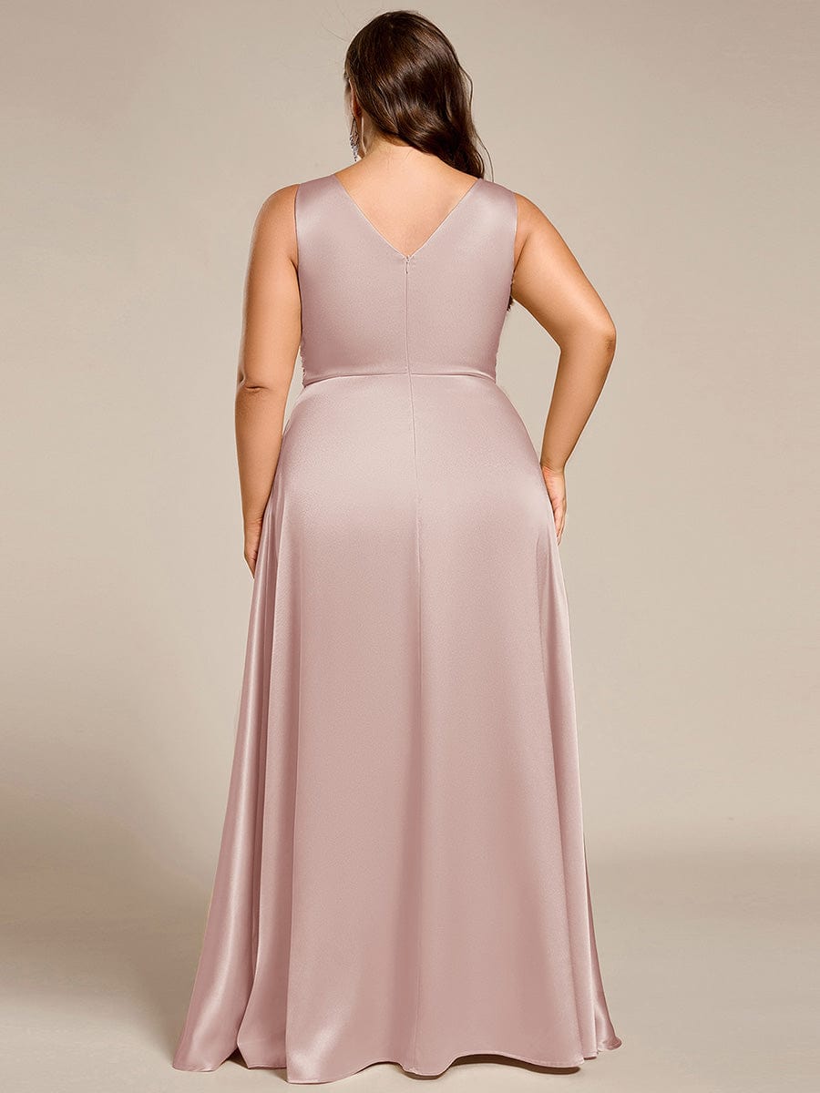 Feminine Plus Size Satin A-Line Bridesmaid Dress with Pockets