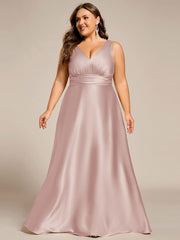 Feminine Plus Size Satin A-Line Bridesmaid Dress with Pockets