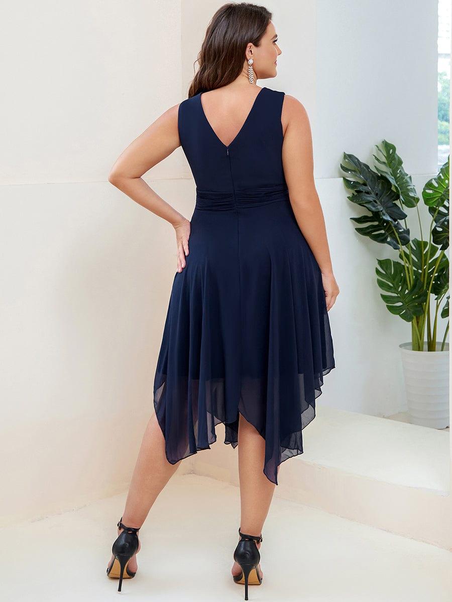 Cute Plus Size V-Neck Asymmetrical Chiffon Bridesmaid Dress