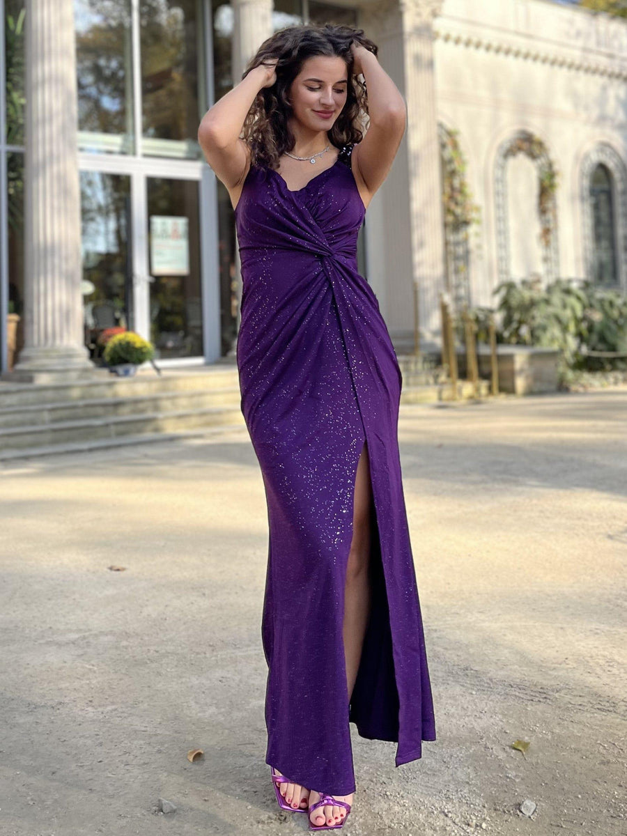 Beautiful V-Neck Mermaid V-Neck Sleeveless Evening Dress with Slit